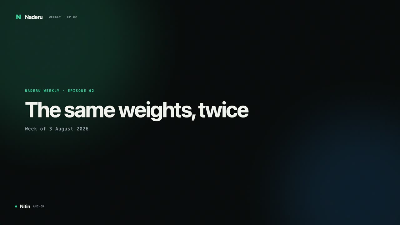 Naderu Weekly EP02 title card — The same weights, twice