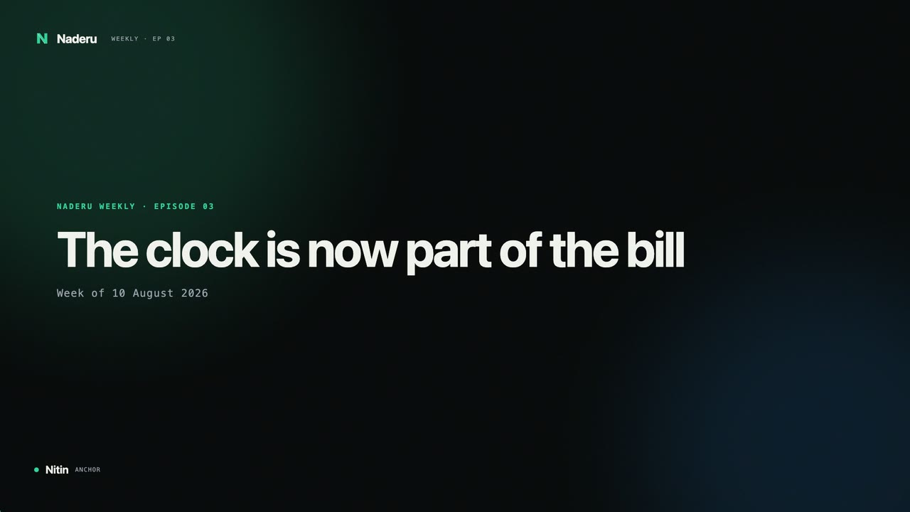 Naderu Weekly EP03 title card — The clock is now part of the bill